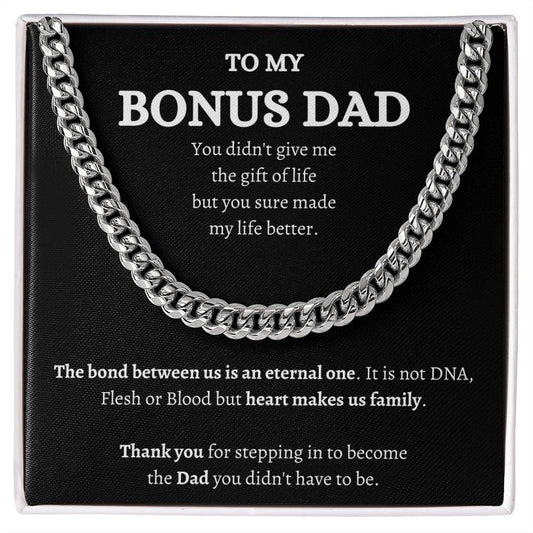 To My Bonus Dad | Cuban Link Chain | Gifts for Dad