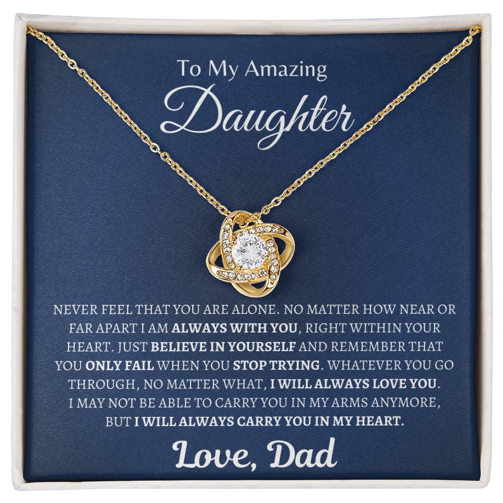 Dad will always carry you in his heart | Love Knot Necklace | Gifts for Daughter