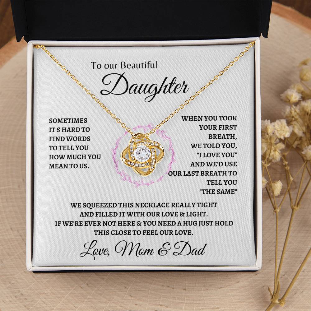 Hold this close to feel mom & dad | Love Knot Necklace  | Gifts for Daughter