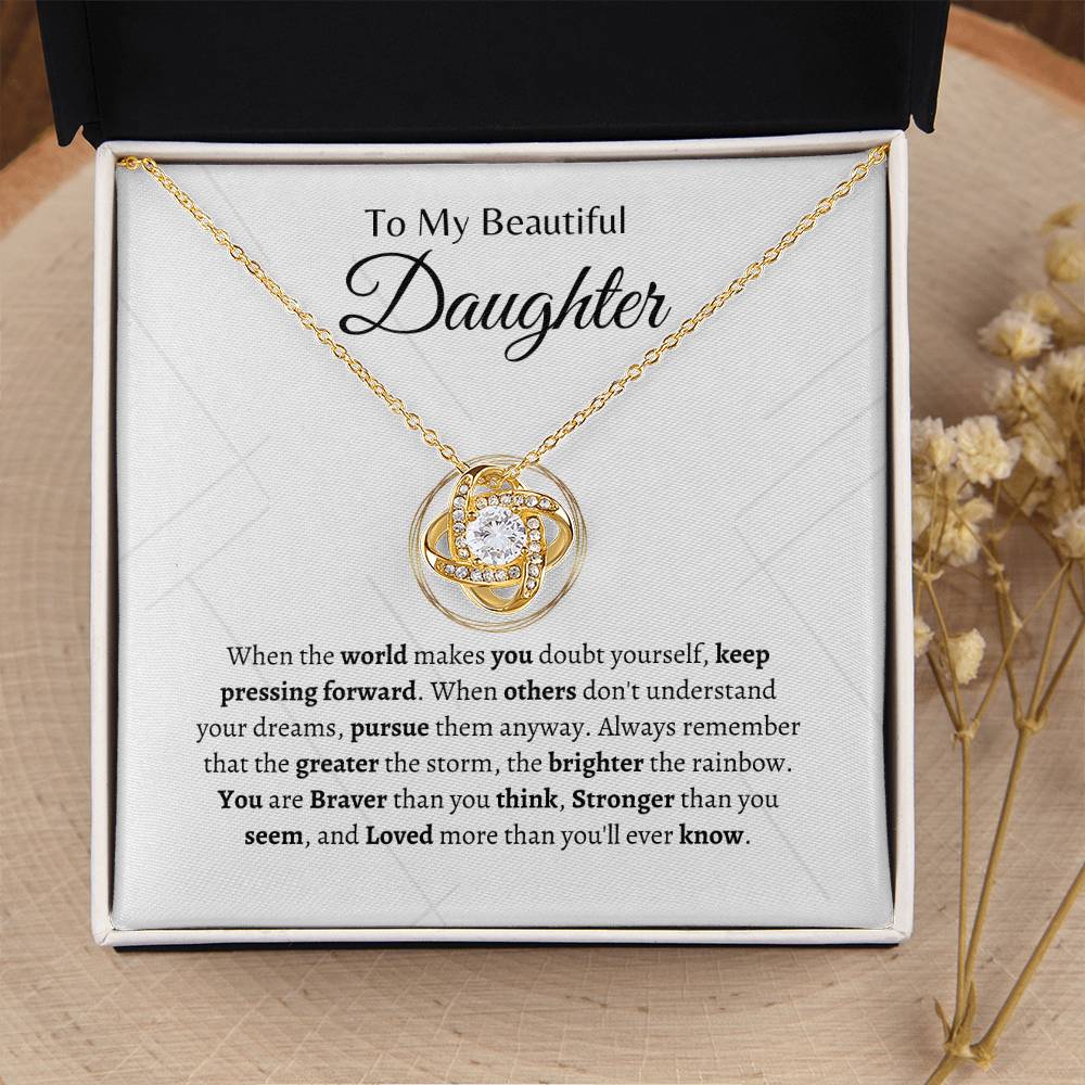 Brave and Strong Daughter | Love Knot Necklace | Gifts for Daughter