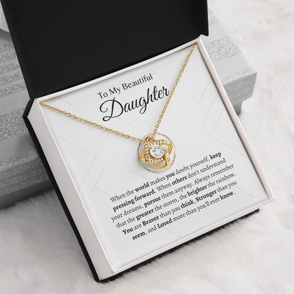 Brave and Strong Daughter | Love Knot Necklace | Gifts for Daughter