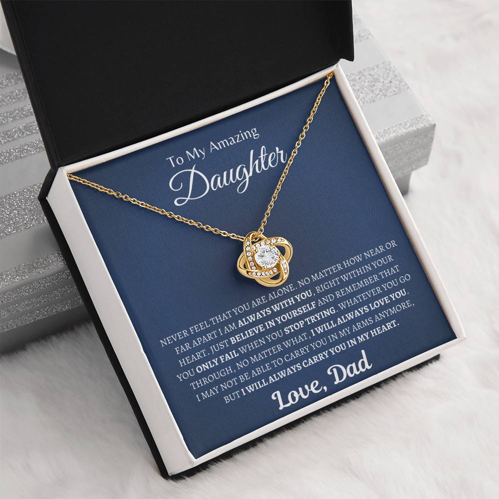 Dad will always carry you in his heart | Love Knot Necklace | Gifts for Daughter