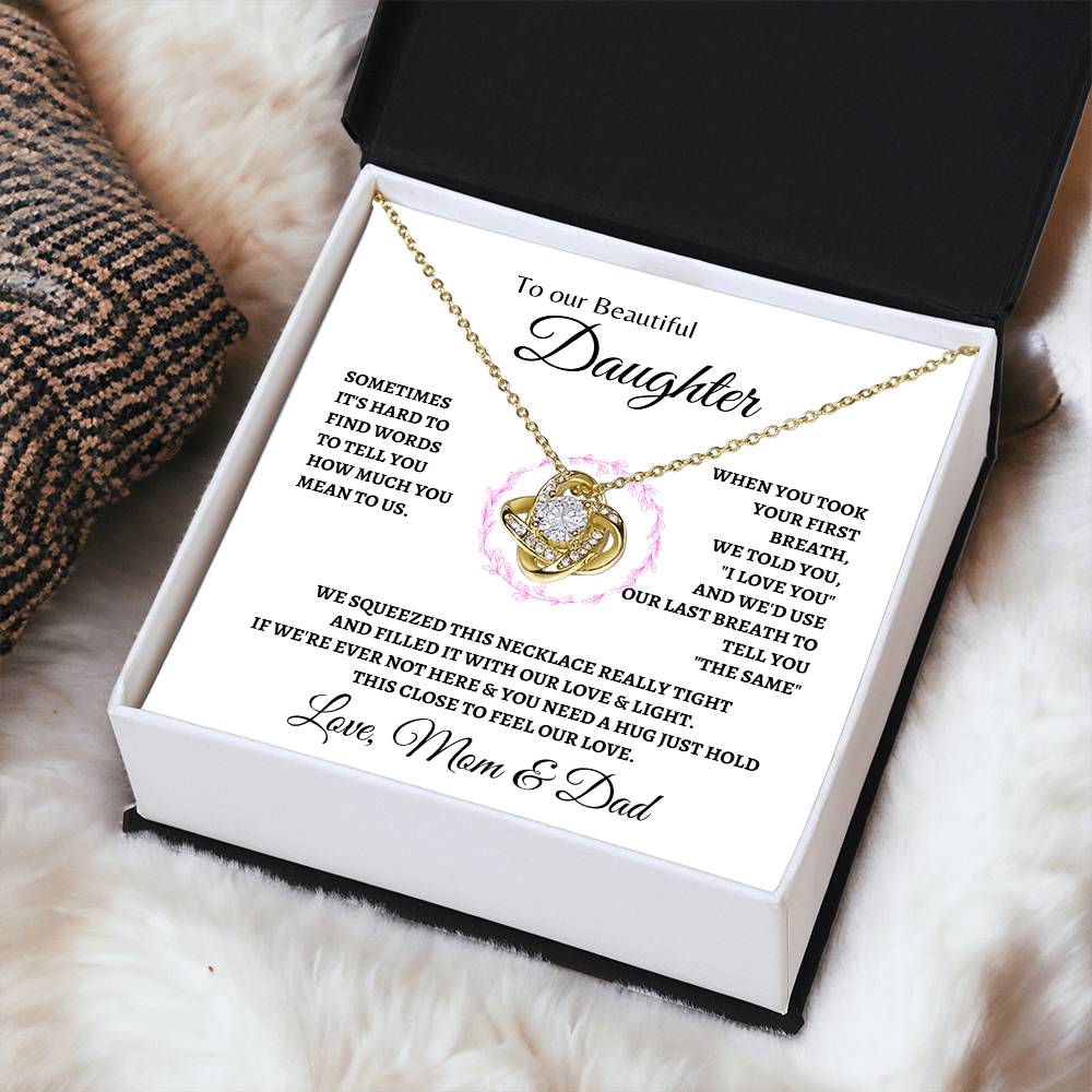 Hold this close to feel mom & dad | Love Knot Necklace  | Gifts for Daughter