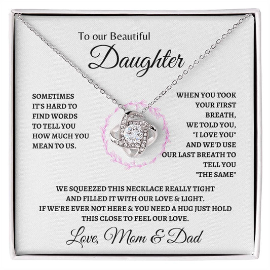 Hold this close to feel mom & dad | Love Knot Necklace  | Gifts for Daughter