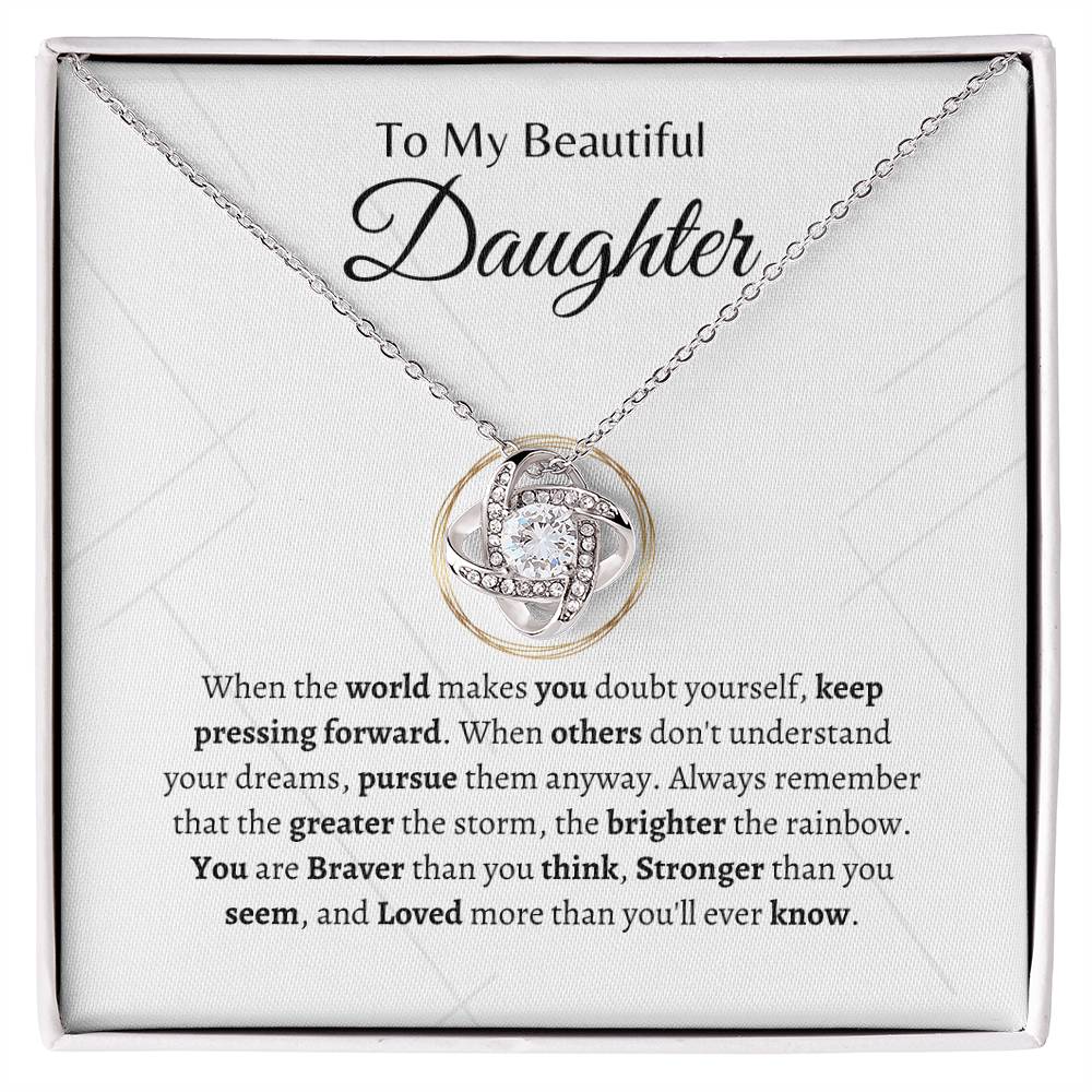 Brave and Strong Daughter | Love Knot Necklace | Gifts for Daughter