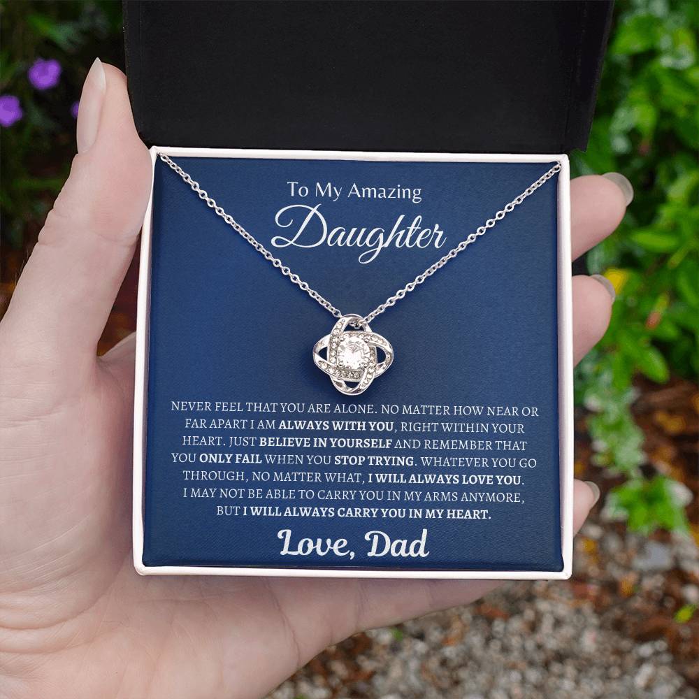 Dad will always carry you in his heart | Love Knot Necklace | Gifts for Daughter