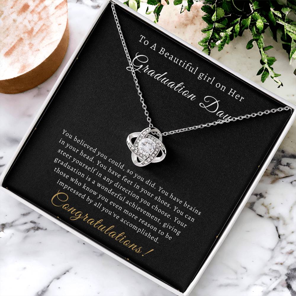 A Beautiful Girl on Her Graduation | Love Knot Necklace | Gifts for Graduation