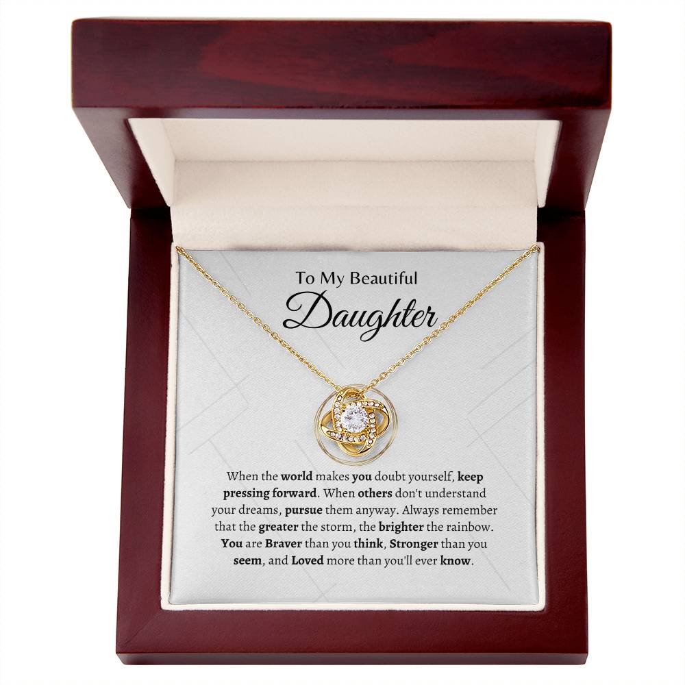 Brave and Strong Daughter | Love Knot Necklace | Gifts for Daughter