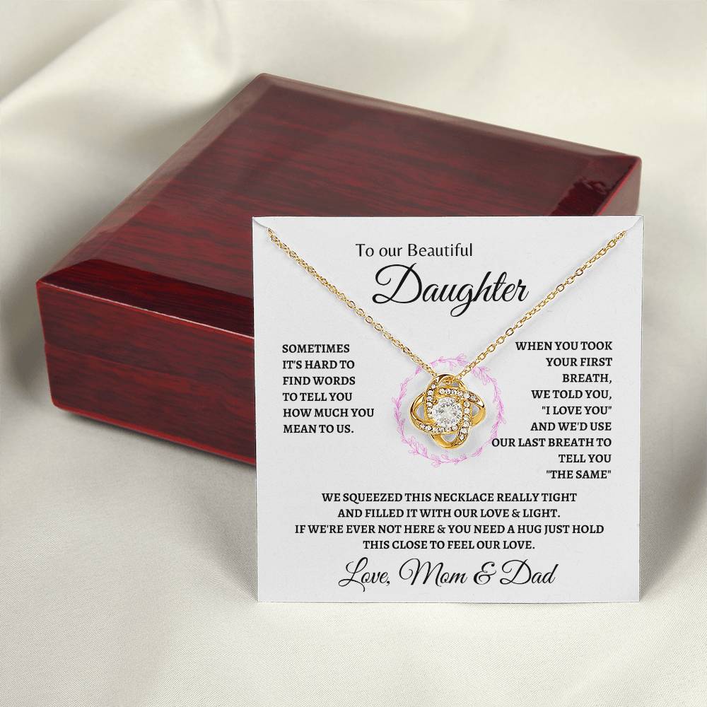 Hold this close to feel mom & dad | Love Knot Necklace  | Gifts for Daughter