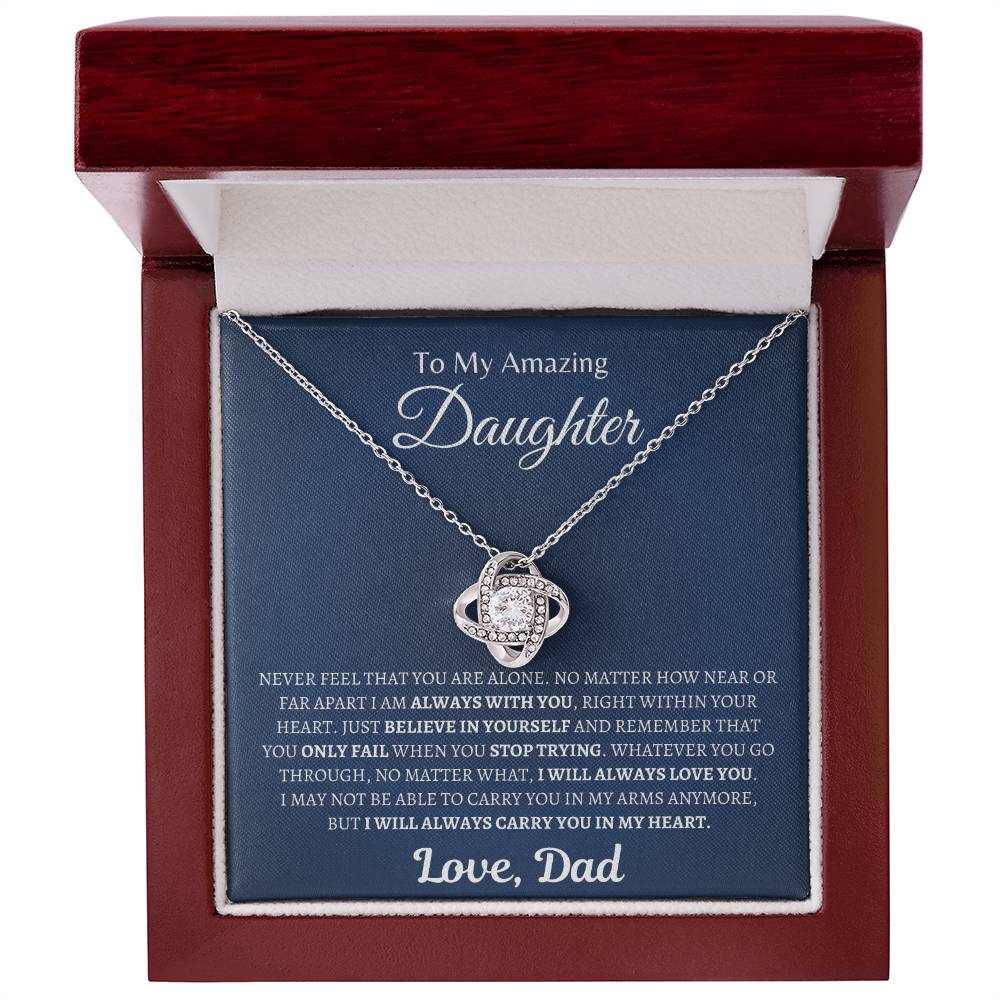 Dad will always carry you in his heart | Love Knot Necklace | Gifts for Daughter