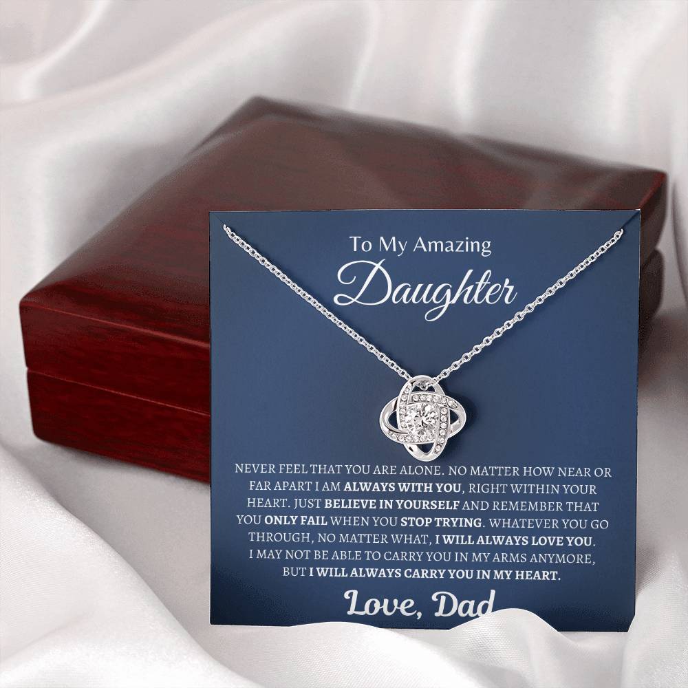 Dad will always carry you in his heart | Love Knot Necklace | Gifts for Daughter