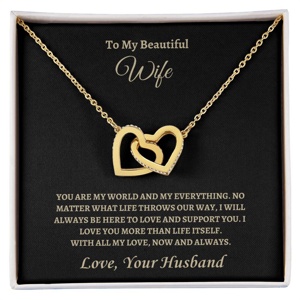 My world and my everything | Interlocking Hearts Necklace | Gifts for Wife