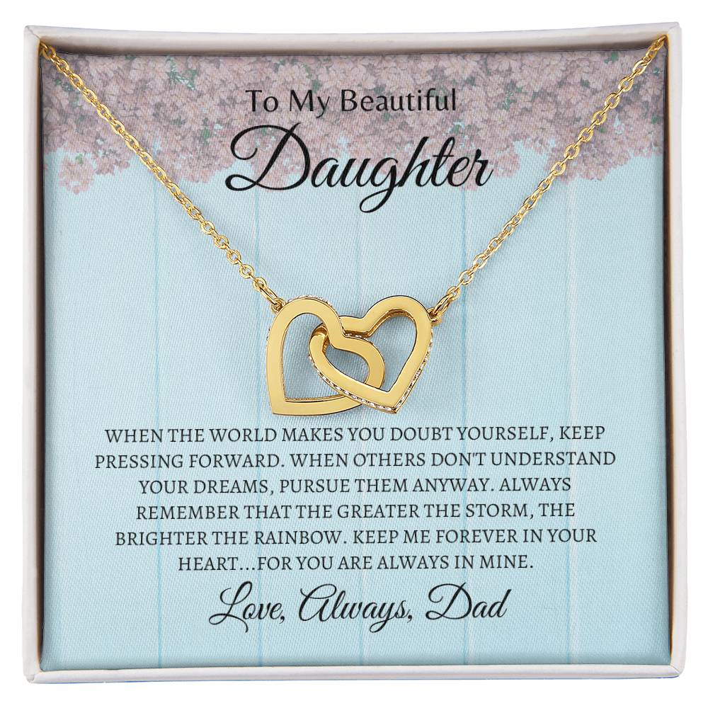 You are always in Dad's heart | Interlocking Hearts Necklace | Gifts for Daughter