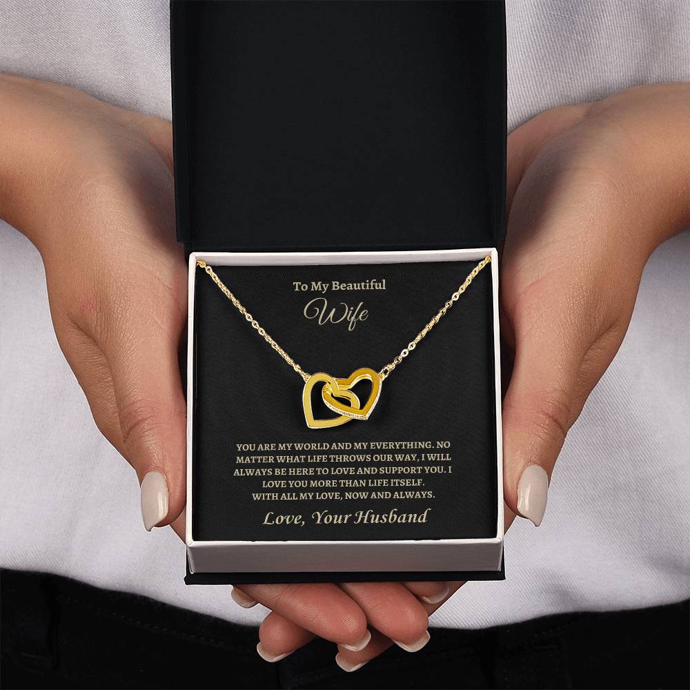 My world and my everything | Interlocking Hearts Necklace | Gifts for Wife