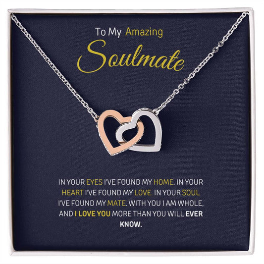 Your eyes, my home | Interlocking Hearts Necklace | Gifts for Wife