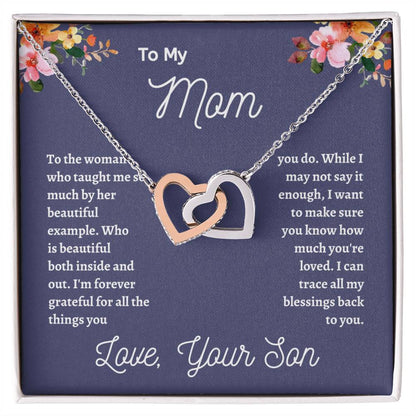 How much your Son love you | Interlocking Hearts Necklace | Gifts for Mom