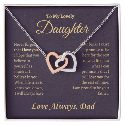 Proud to be your father | Interlocking Hearts Necklace | Gifts for Daughter