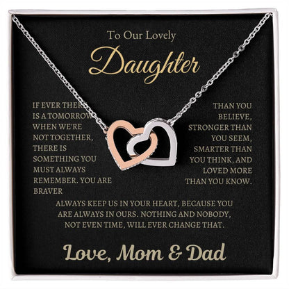 Love Mom & Dad | Interlocking Hearts Necklace | Gifts for Daughter