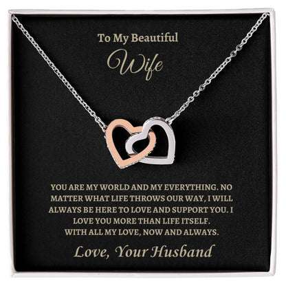 My world and my everything | Interlocking Hearts Necklace | Gifts for Wife