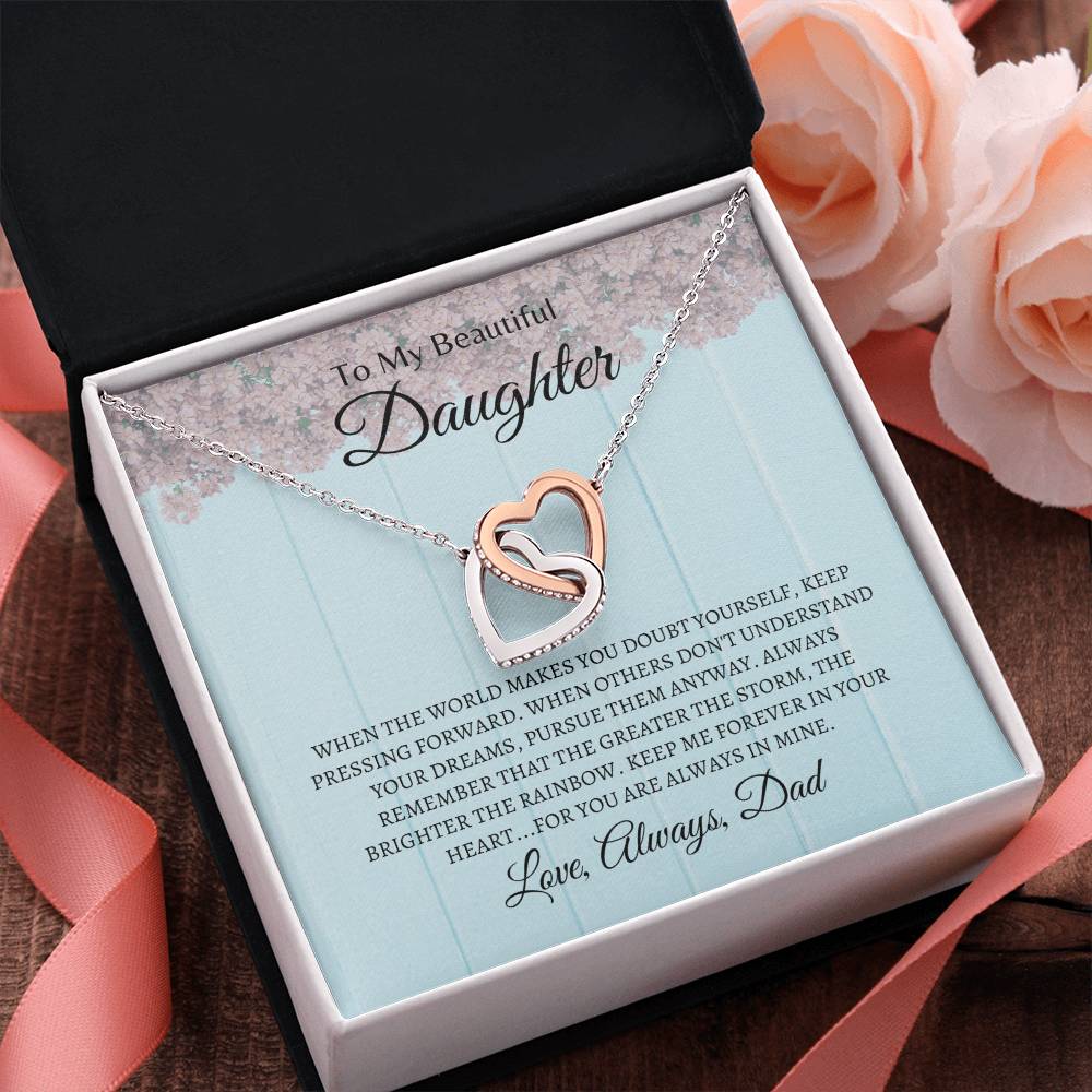 You are always in Dad's heart | Interlocking Hearts Necklace | Gifts for Daughter