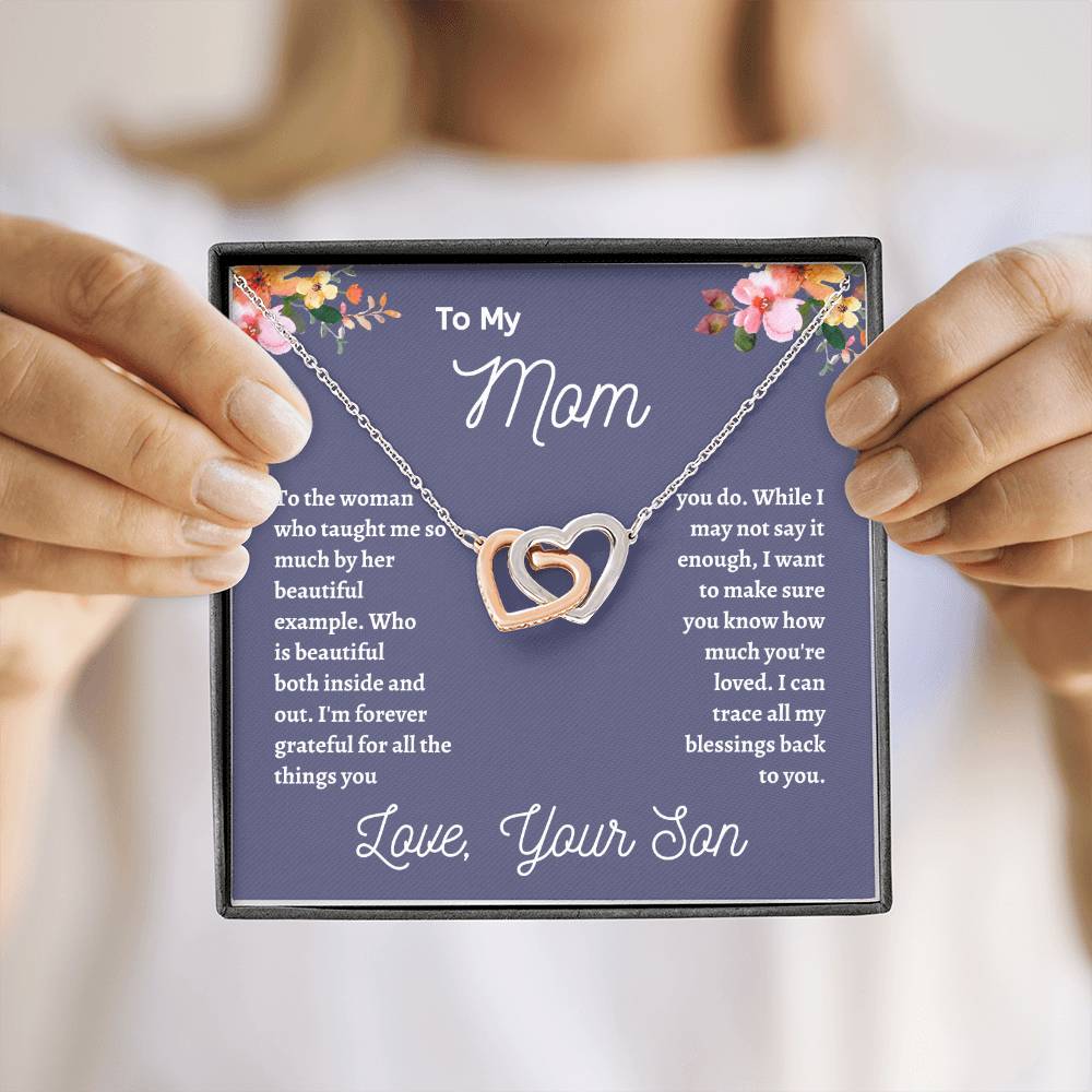 How much your Son love you | Interlocking Hearts Necklace | Gifts for Mom