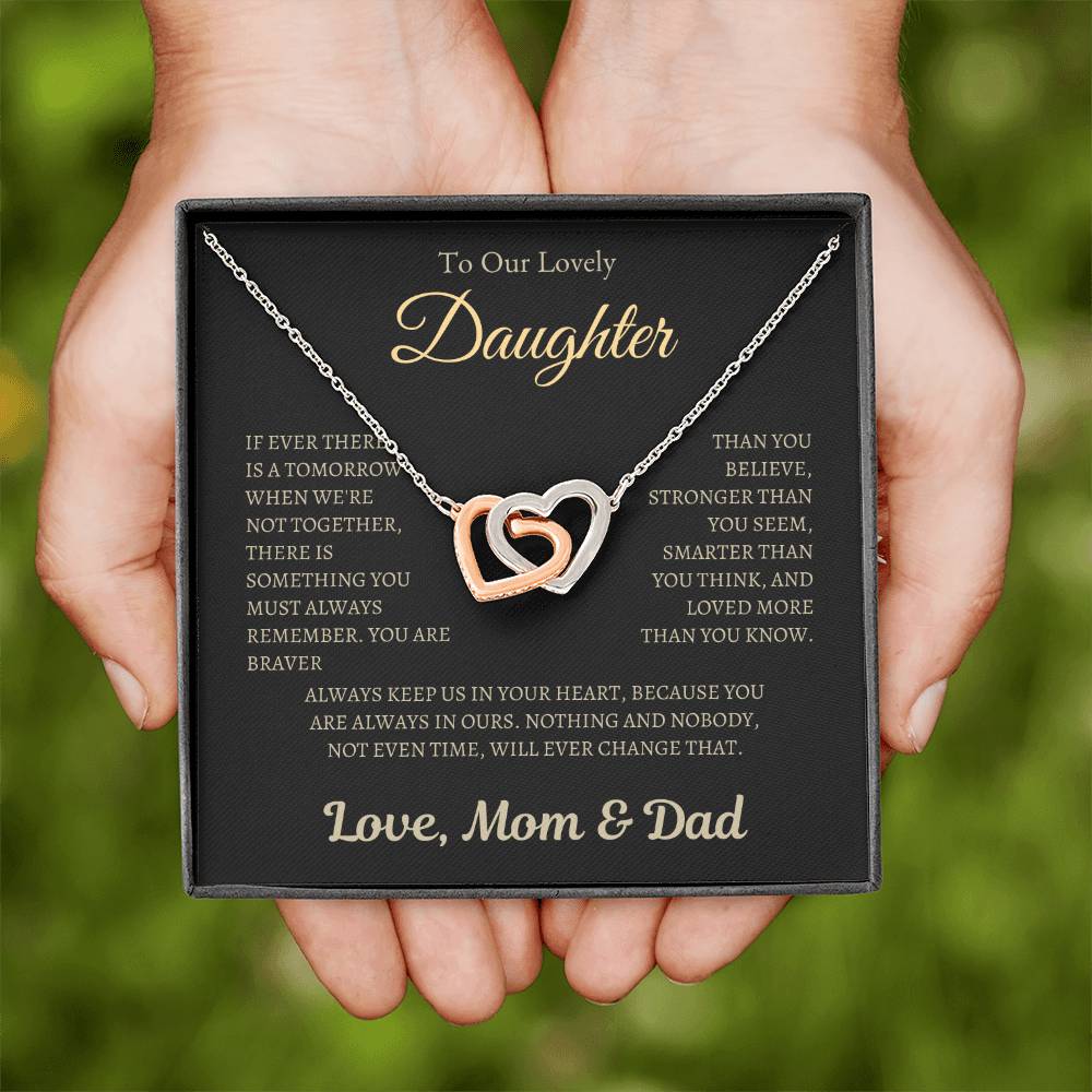 Love Mom & Dad | Interlocking Hearts Necklace | Gifts for Daughter