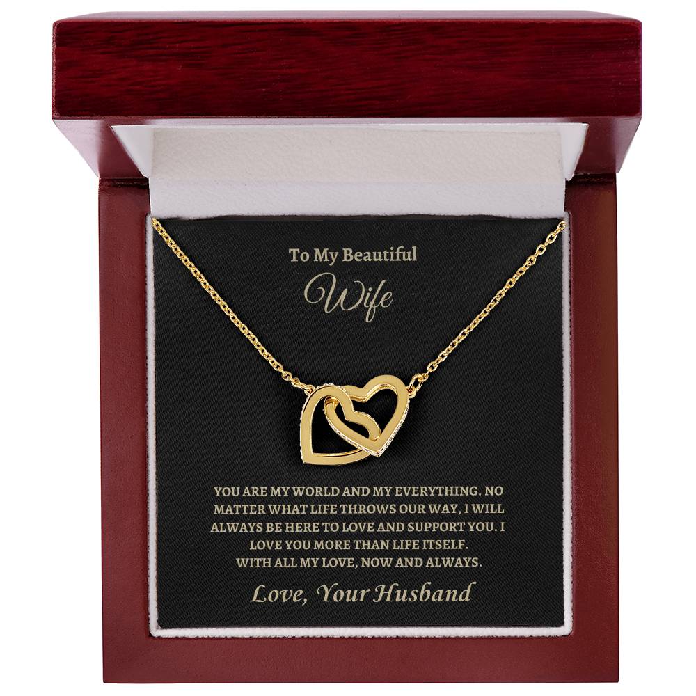 My world and my everything | Interlocking Hearts Necklace | Gifts for Wife