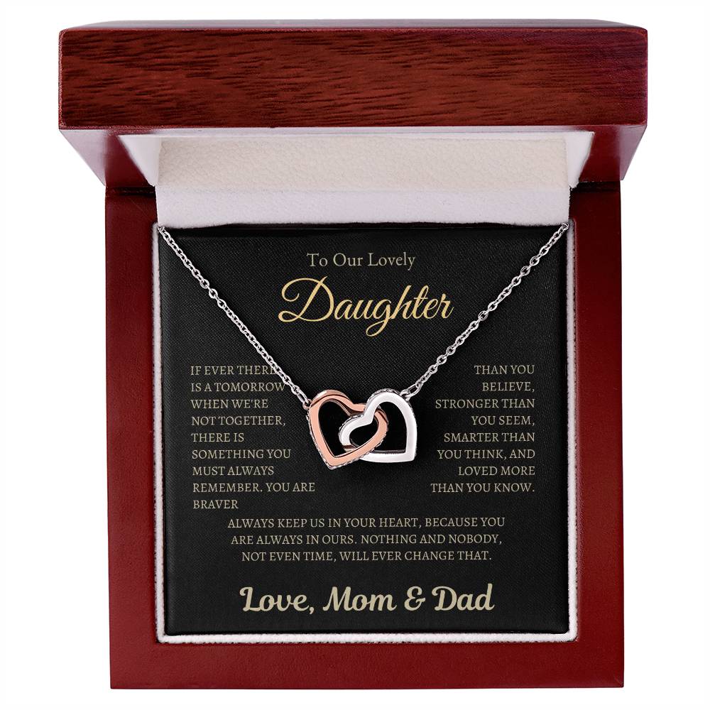 Love Mom & Dad | Interlocking Hearts Necklace | Gifts for Daughter