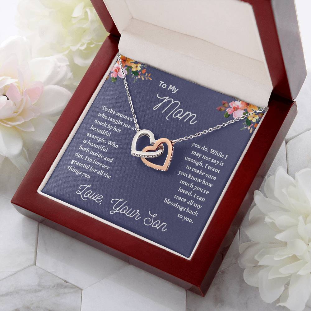 How much your Son love you | Interlocking Hearts Necklace | Gifts for Mom