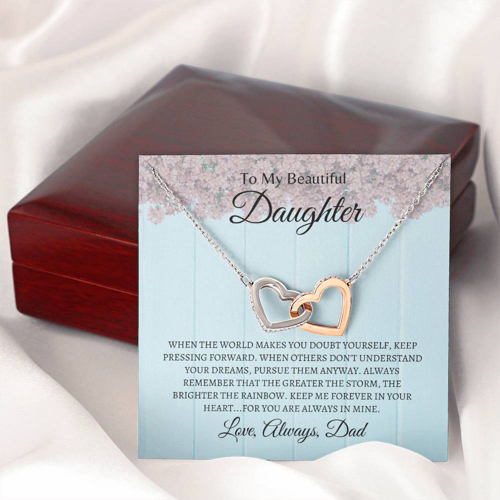 You are always in Dad's heart | Interlocking Hearts Necklace | Gifts for Daughter