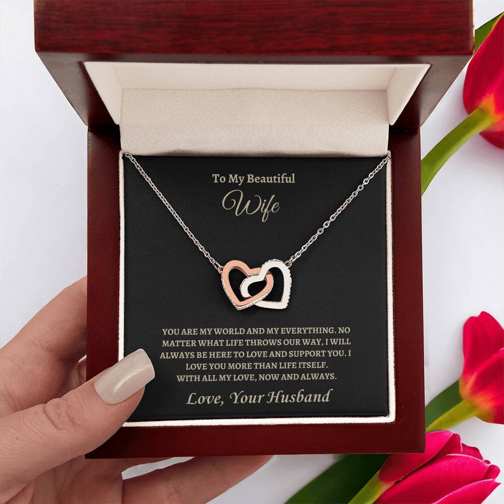 My world and my everything | Interlocking Hearts Necklace | Gifts for Wife