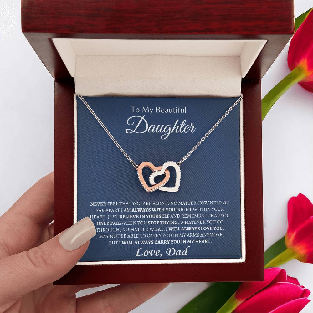 Dad is always with you | Interlocking Hearts Necklace | Gifts for Daughter