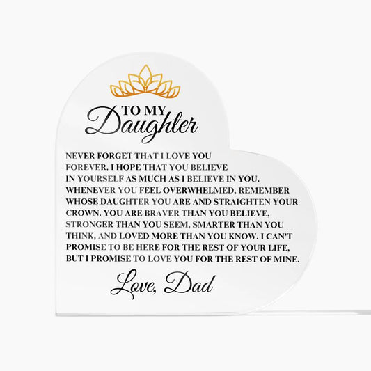 Love you for the rest of mine | Acrylic Heart Plaque | Gifts for Daughter