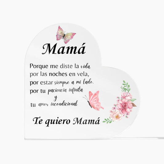 Mamá Incondicional | Acrylic Heart Plaque | Mother's Day Gift