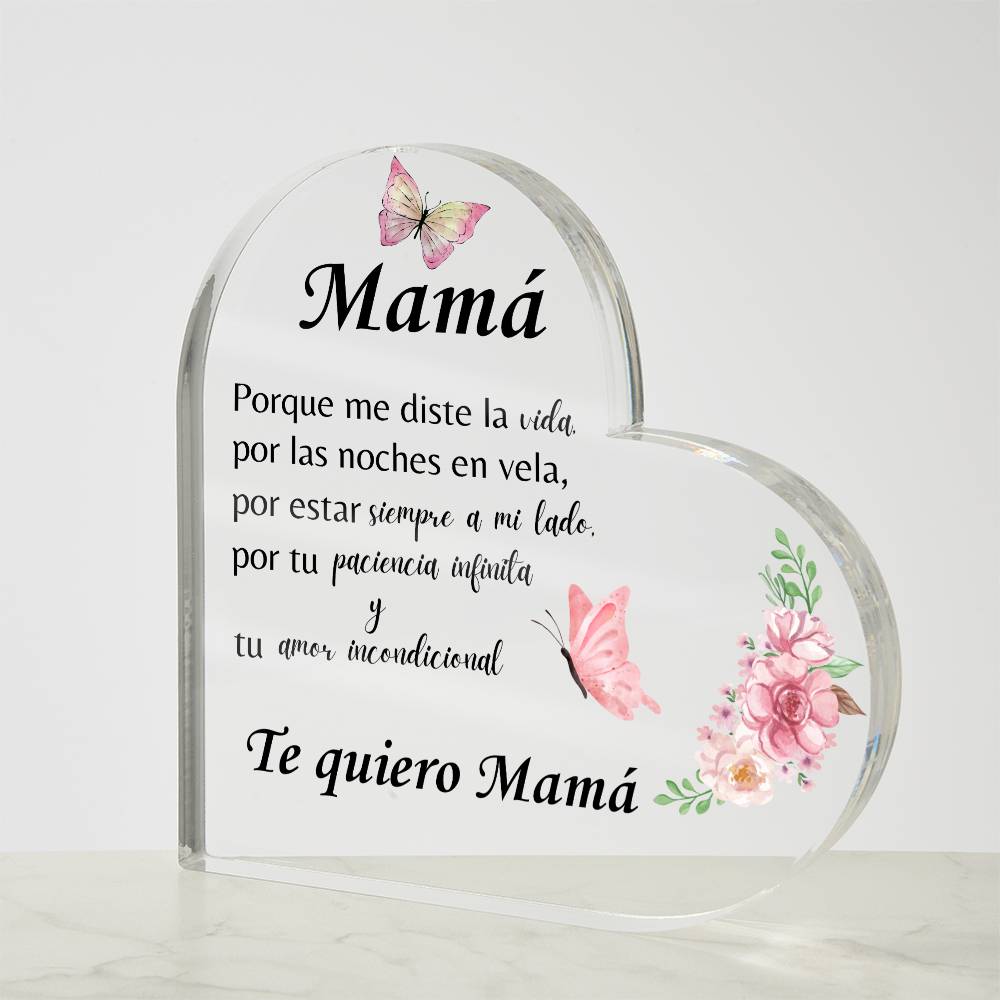 Mamá Incondicional | Acrylic Heart Plaque | Mother's Day Gift