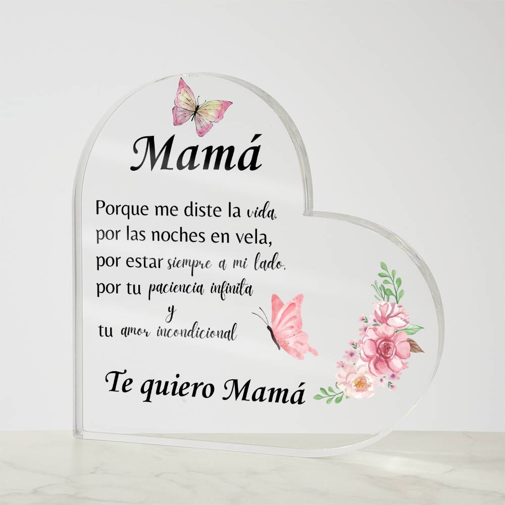 Mamá Incondicional | Acrylic Heart Plaque | Mother's Day Gift