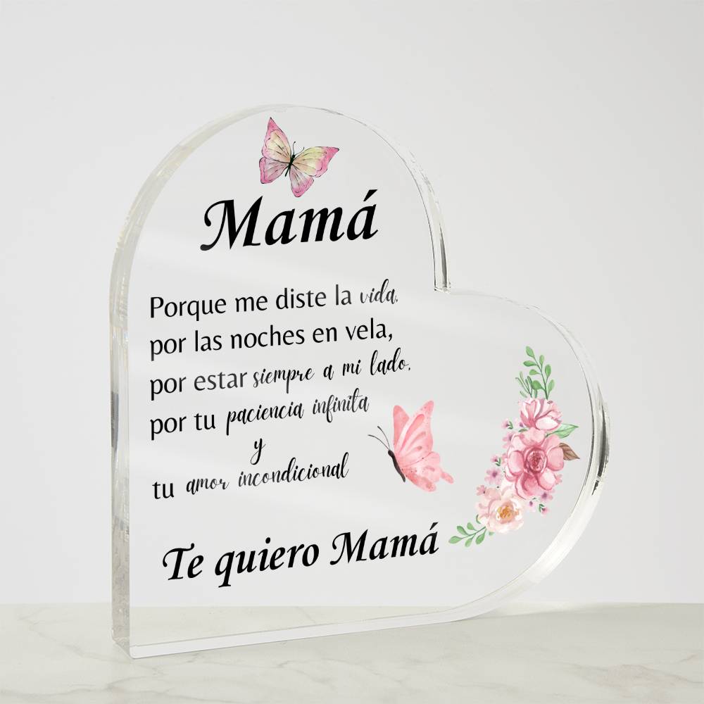 Mamá Incondicional | Acrylic Heart Plaque | Mother's Day Gift