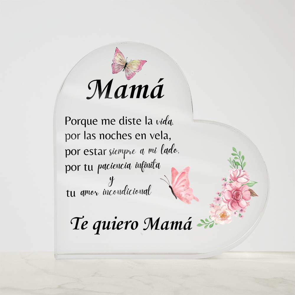 Mamá Incondicional | Acrylic Heart Plaque | Mother's Day Gift