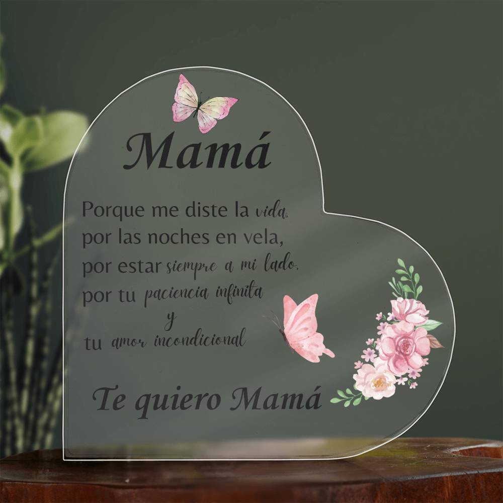 Mamá Incondicional | Acrylic Heart Plaque | Mother's Day Gift