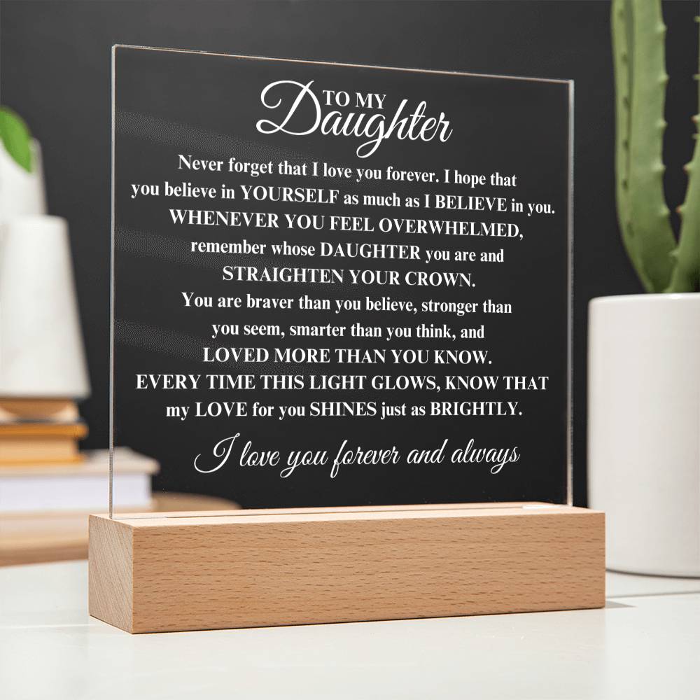 I Love U Forever and Always, Daughter | Acrylic Square Plaque | Gifts for Daughter