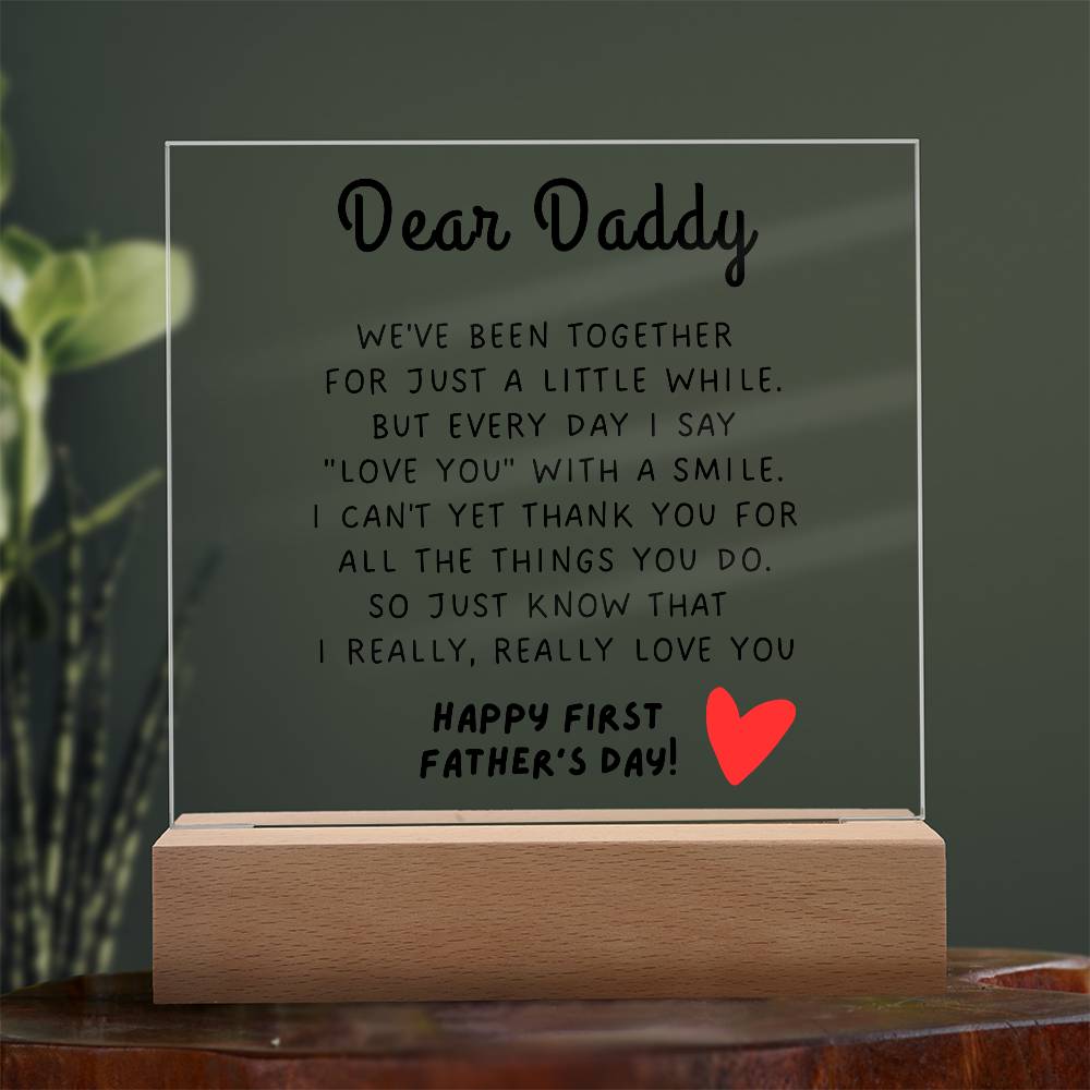 Happy First Father's Day | Acrylic Square Plaque | Gifts for Dad