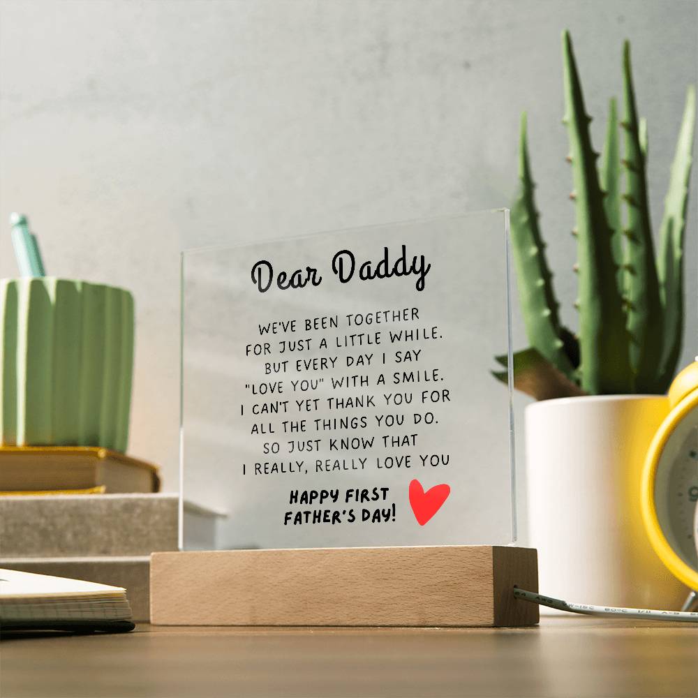 Happy First Father's Day | Acrylic Square Plaque | Gifts for Dad