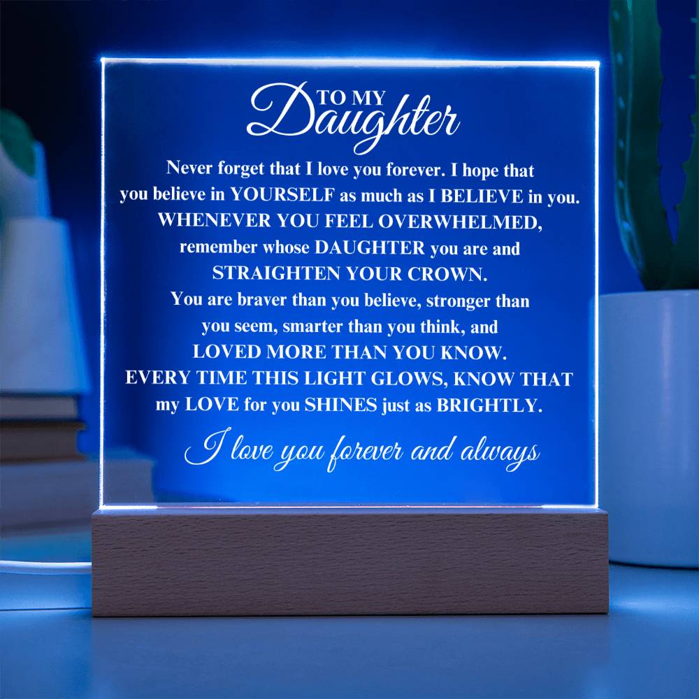 I Love U Forever and Always, Daughter | Acrylic Square Plaque | Gifts for Daughter