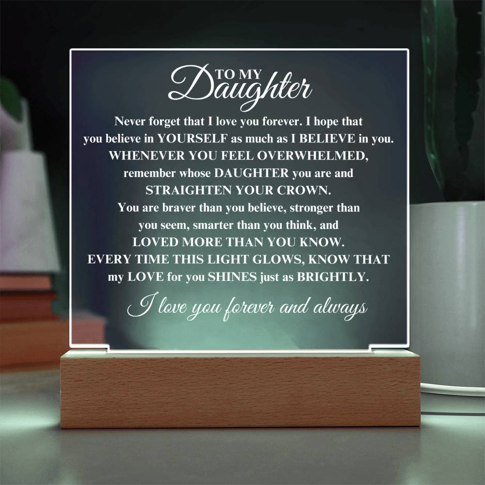 I Love U Forever and Always, Daughter | Acrylic Square Plaque | Gifts for Daughter