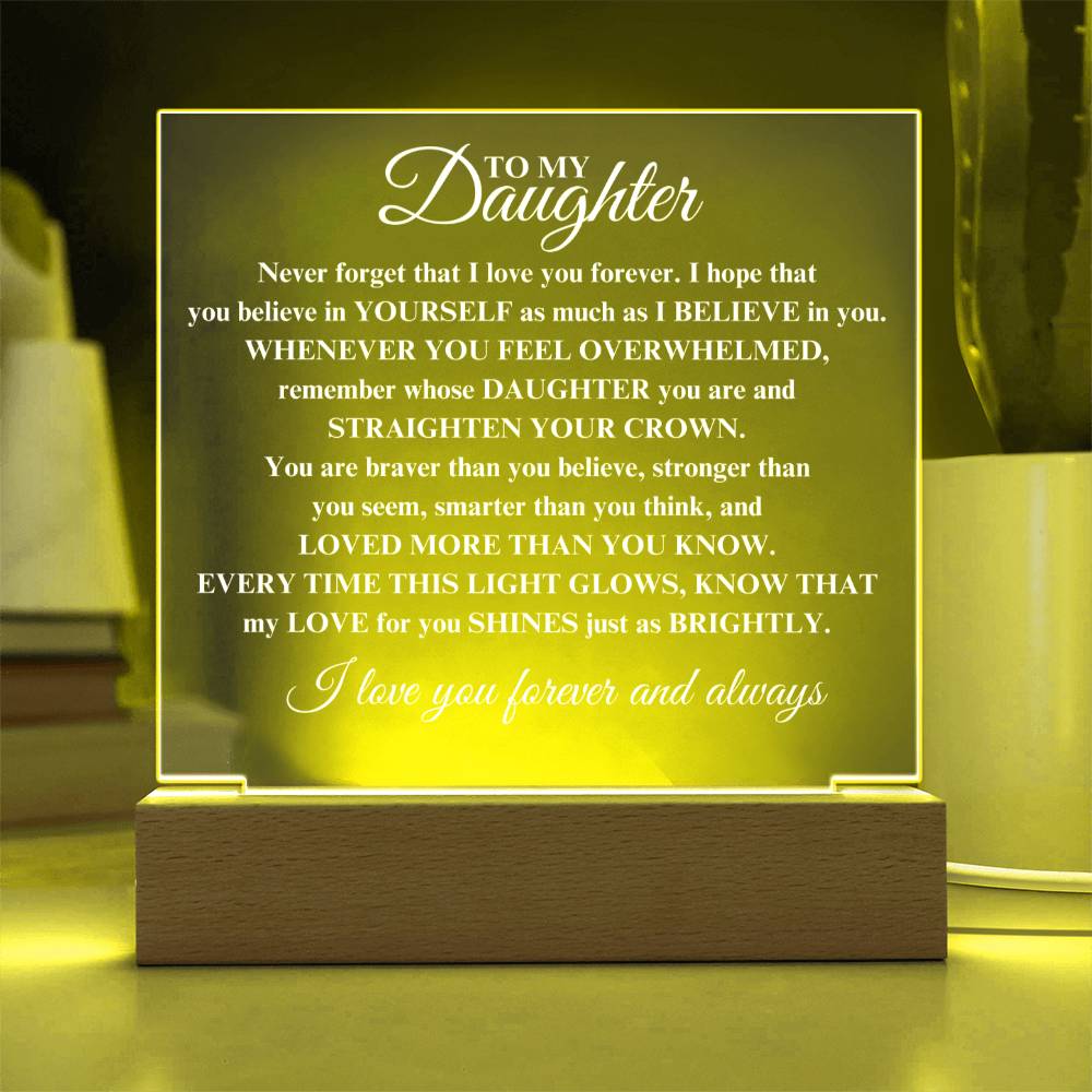 I Love U Forever and Always, Daughter | Acrylic Square Plaque | Gifts for Daughter